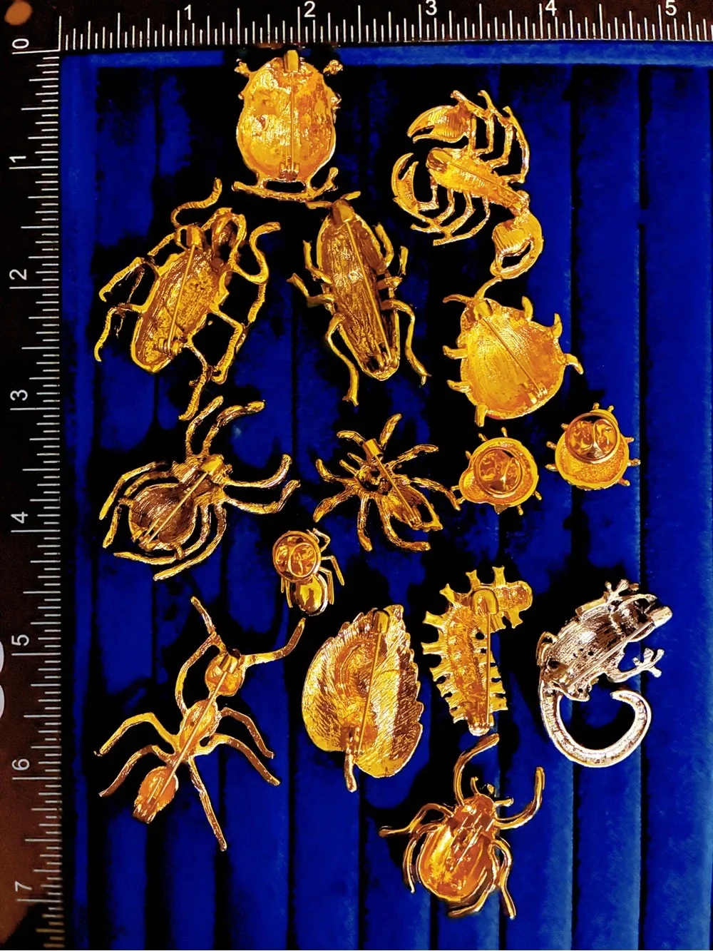 Lot 15 Insect Brooches Pins Rhinestone Enamel Beetle Spider Ladybug Caterpillar